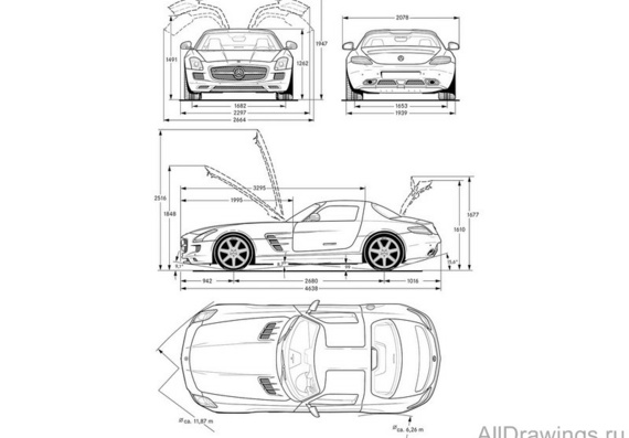 Mercedes-Benz SLS AMG (2011) (Мерcедес-Бенз СЛС АМГ (2011)) - чертежи (рисунки) автомобиля